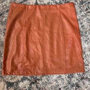 burnt orange/brown leather skirt